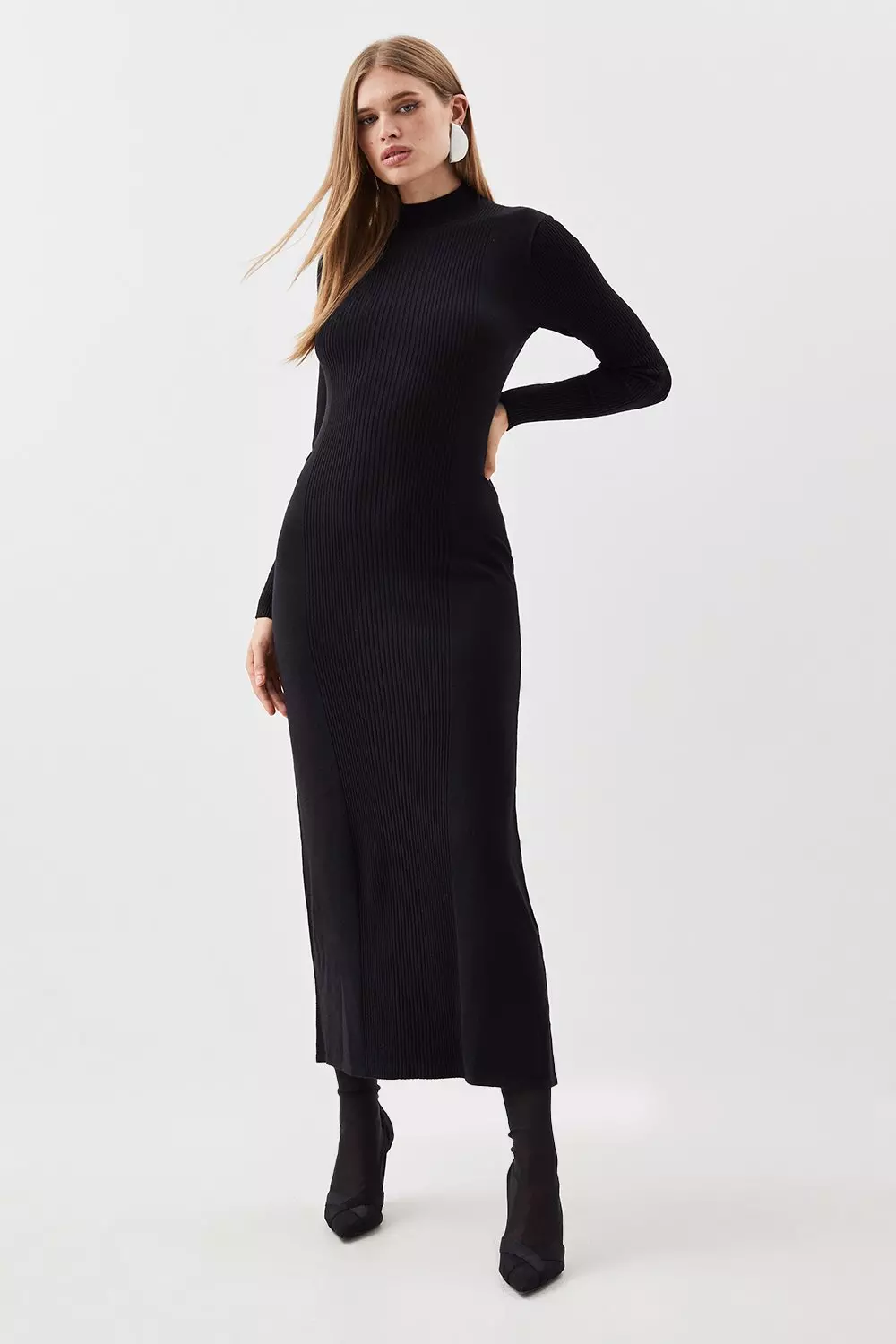 Karen millen ribbed fitted sale knit dress