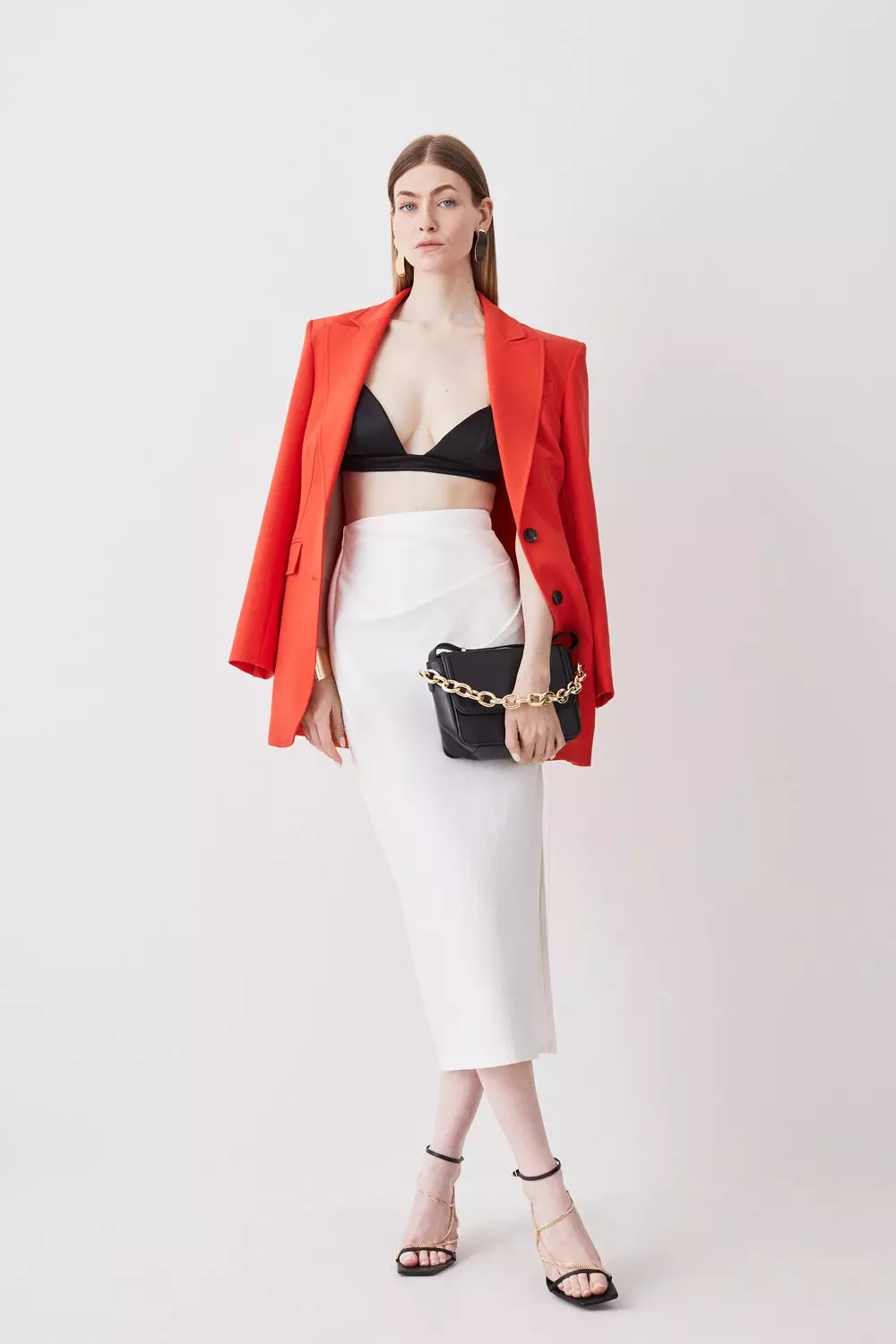 Karen millen red outlet pencil skirt