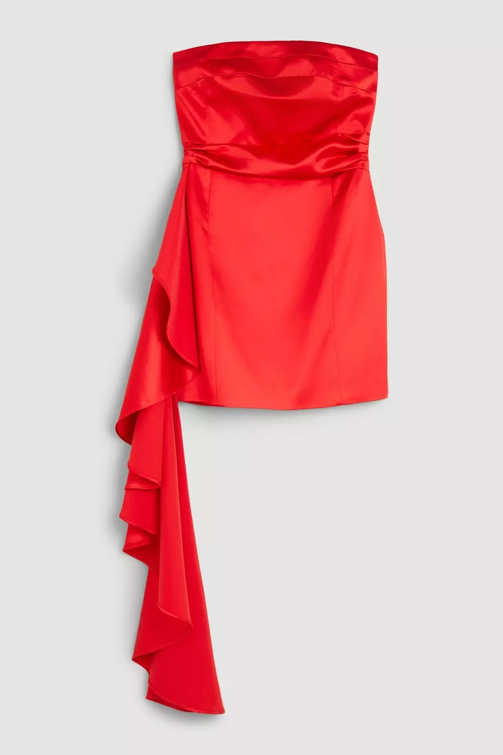 Deep Red Satin Bandeau Mini Dress