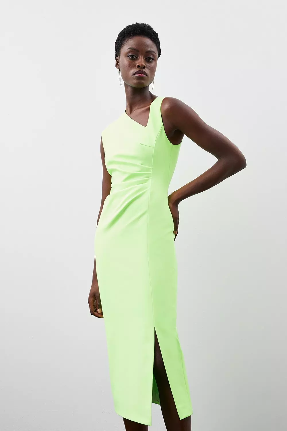 Lime green shop ruched dress