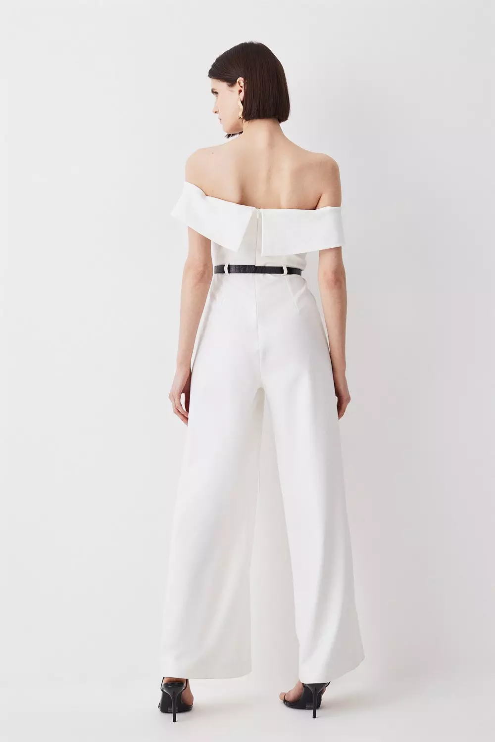 Cuffed Off-the-Shoulder Stretch Crepe Jumpsuit