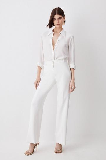 Compact Stretch Eyelet Detail Pants ivory