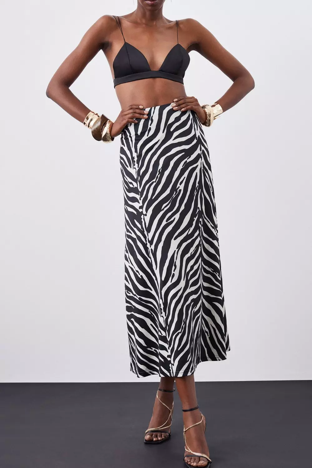 Zebra print shop silk skirt