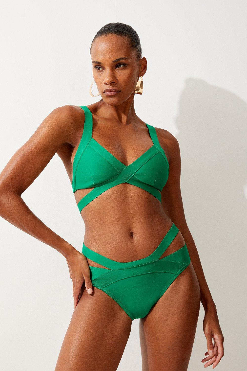 High waist cross front strappy neck bikini on sale set