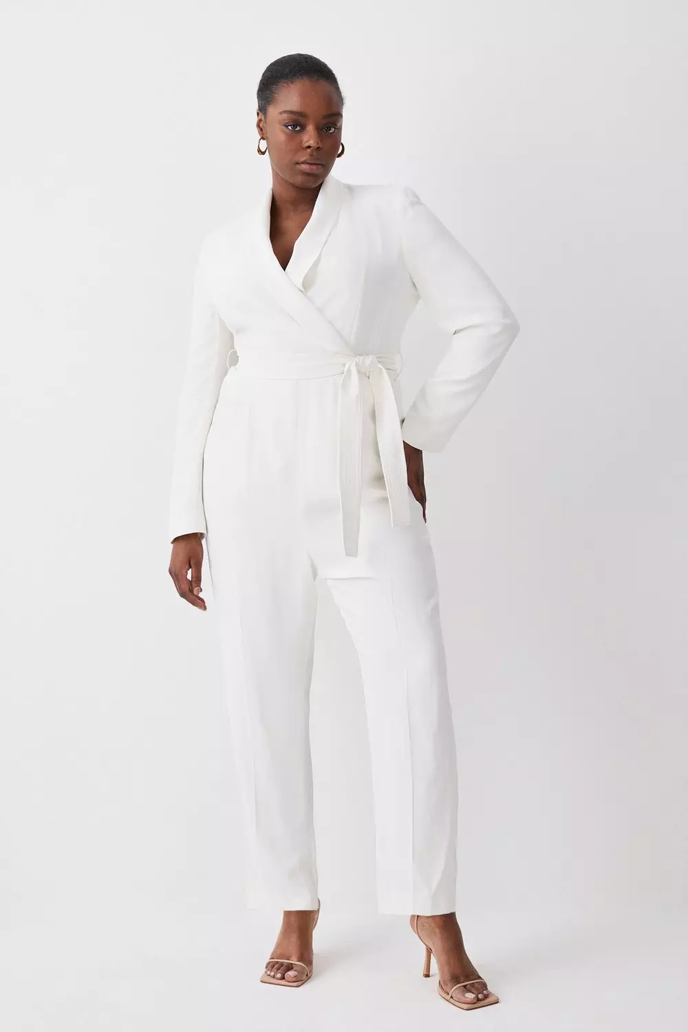 White cheap wrap jumpsuit