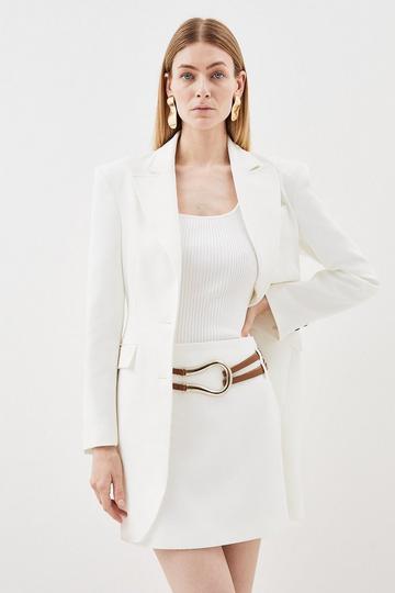 Clean Tailored Long Line Blazer ivory