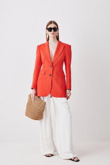Clean Tailored Long Line Blazer red orange