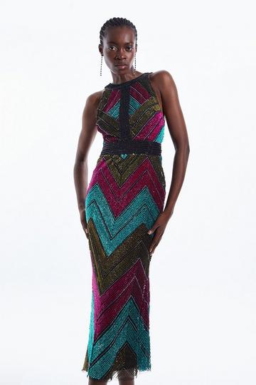 Premium Sequin Embellished Maxi Dress multi
