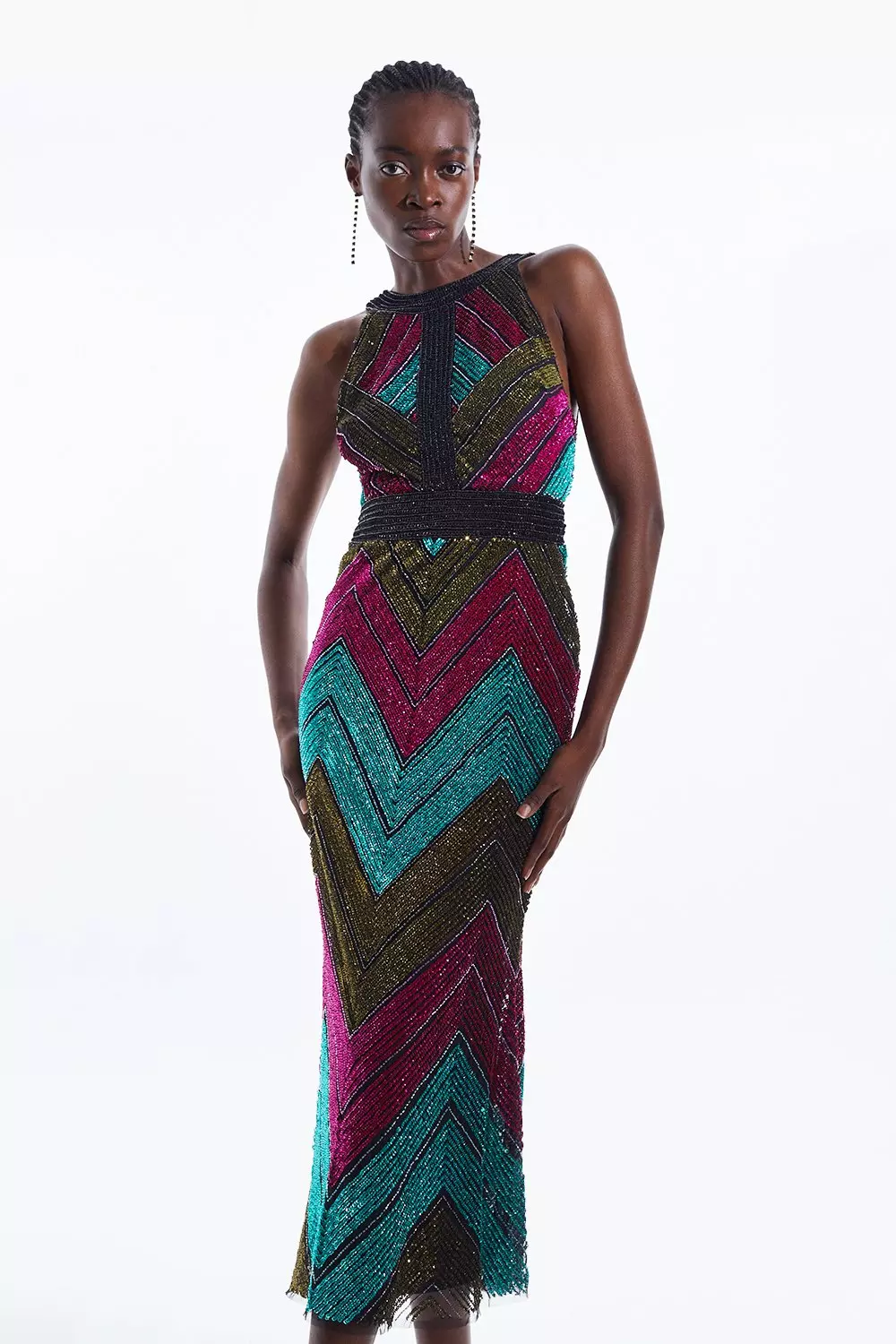 Rainbow sequin hot sale maxi dress