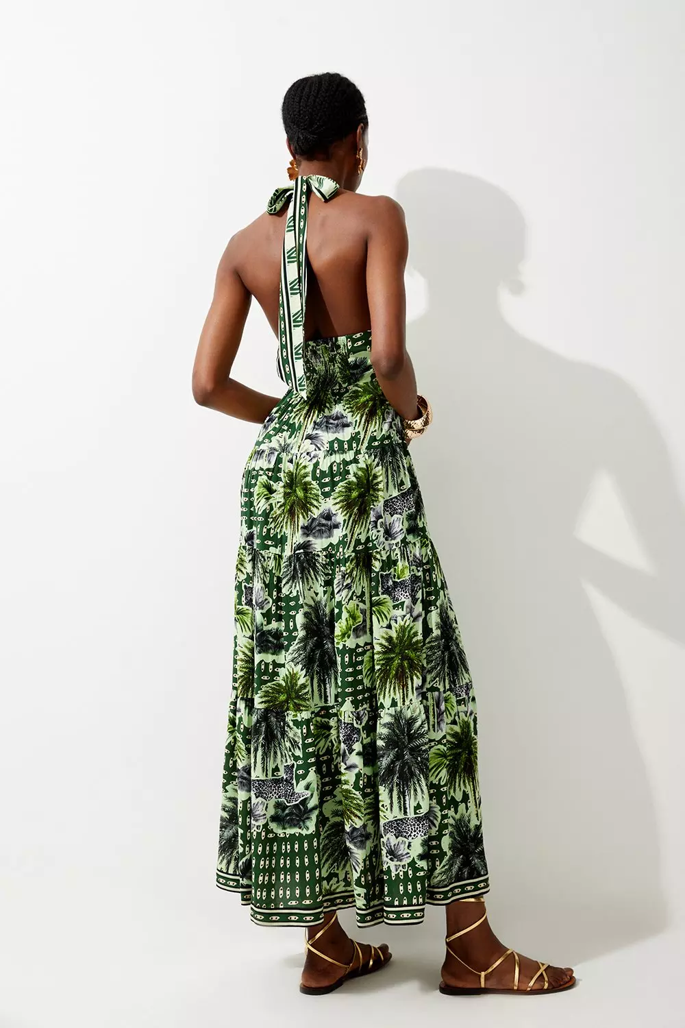 Petite Summer Palm Tiered Maxi Dress Karen Millen, 55% OFF