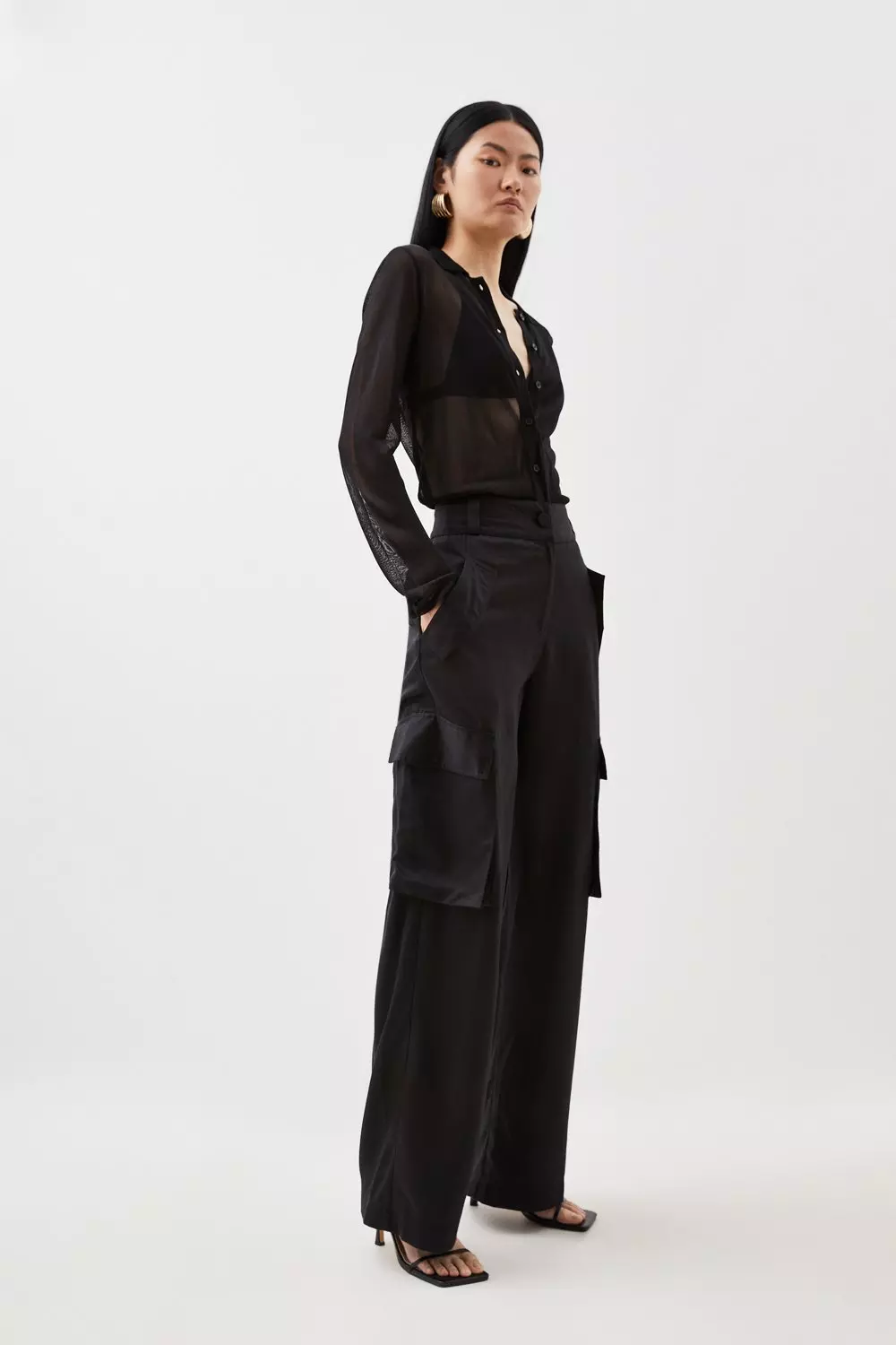 Black wide leg summer 2024 trousers