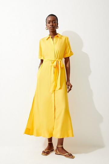 Short Sleeve Viscose Woven Maxi Dress mango