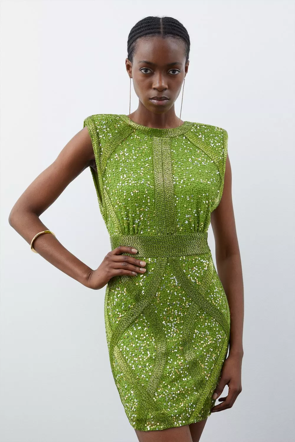Exaggerated clearance shoulder dress