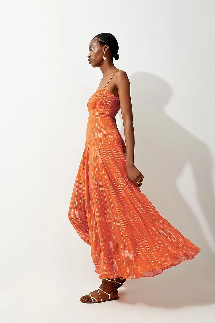 Tall Sparkle Iridescent Strappy Maxi Dress | Karen Millen