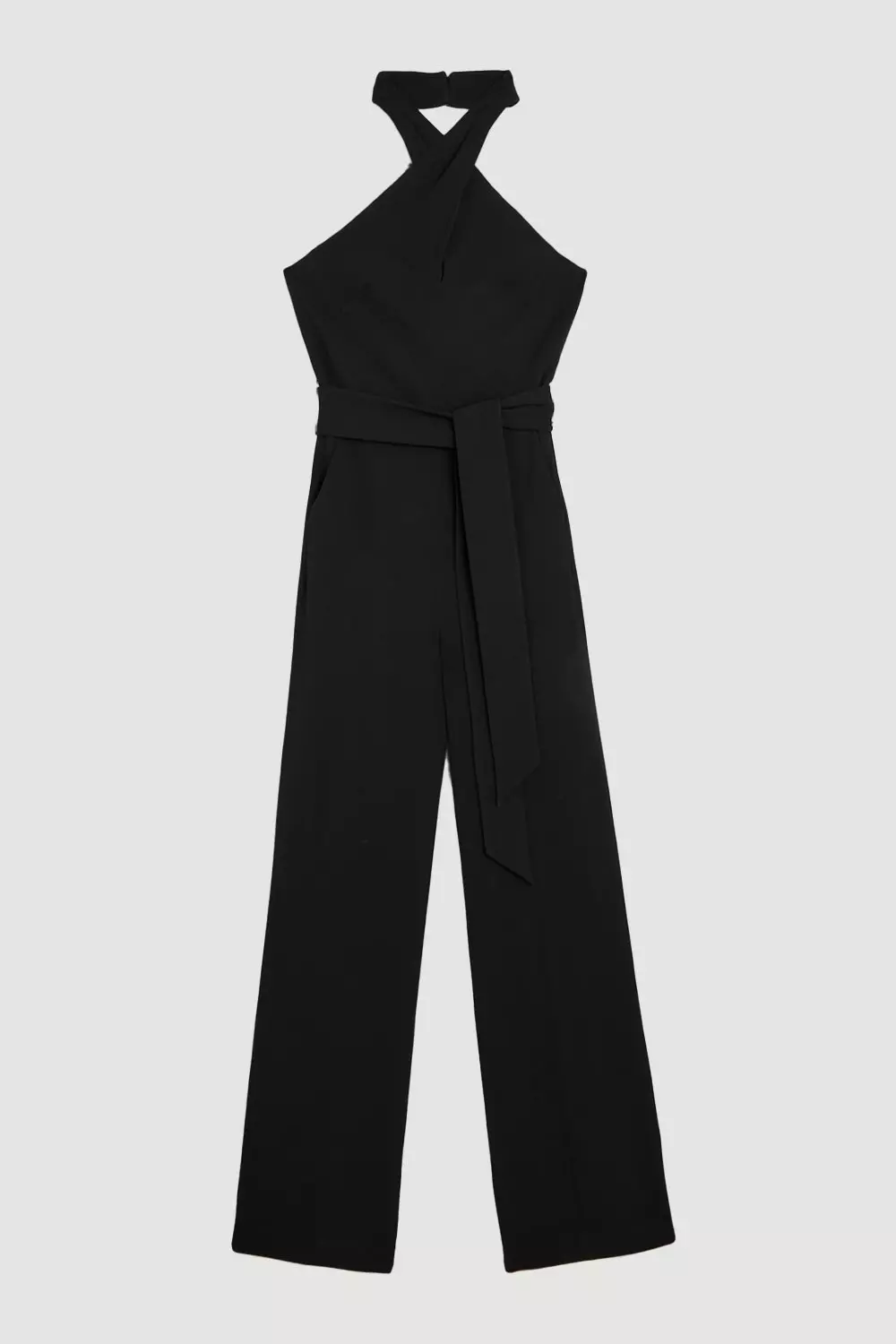 Petite Compact Viscose Stretch Drape Tailored Jumpsuit