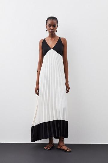 Soft Tailored Pleated Full Skirted Midaxi Dress mono