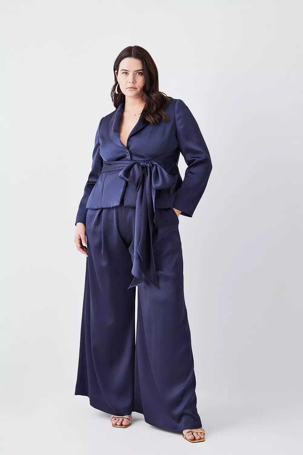 Plus Size - Satin Straight Leg Pant