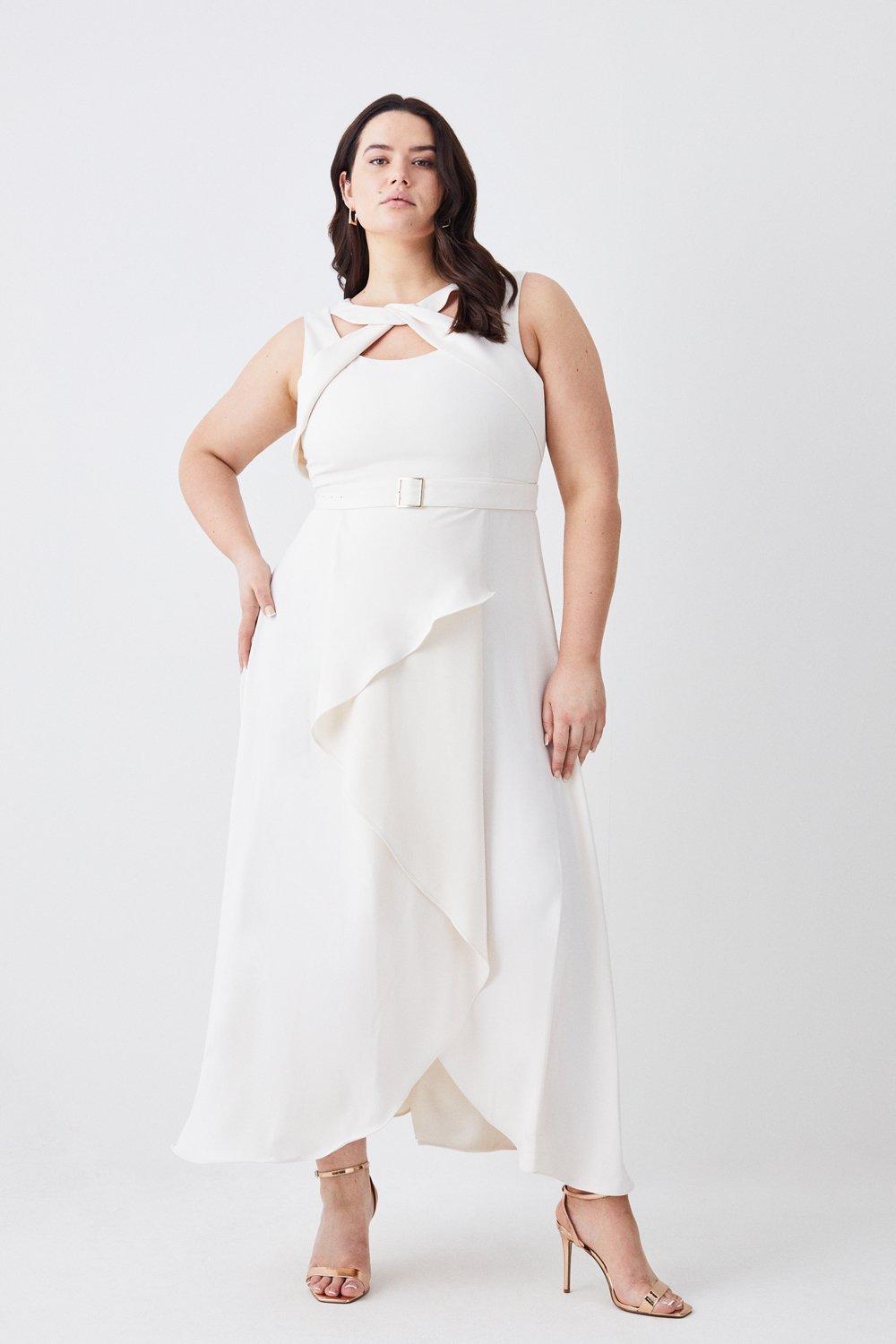 Plus size white 2024 dress with cape