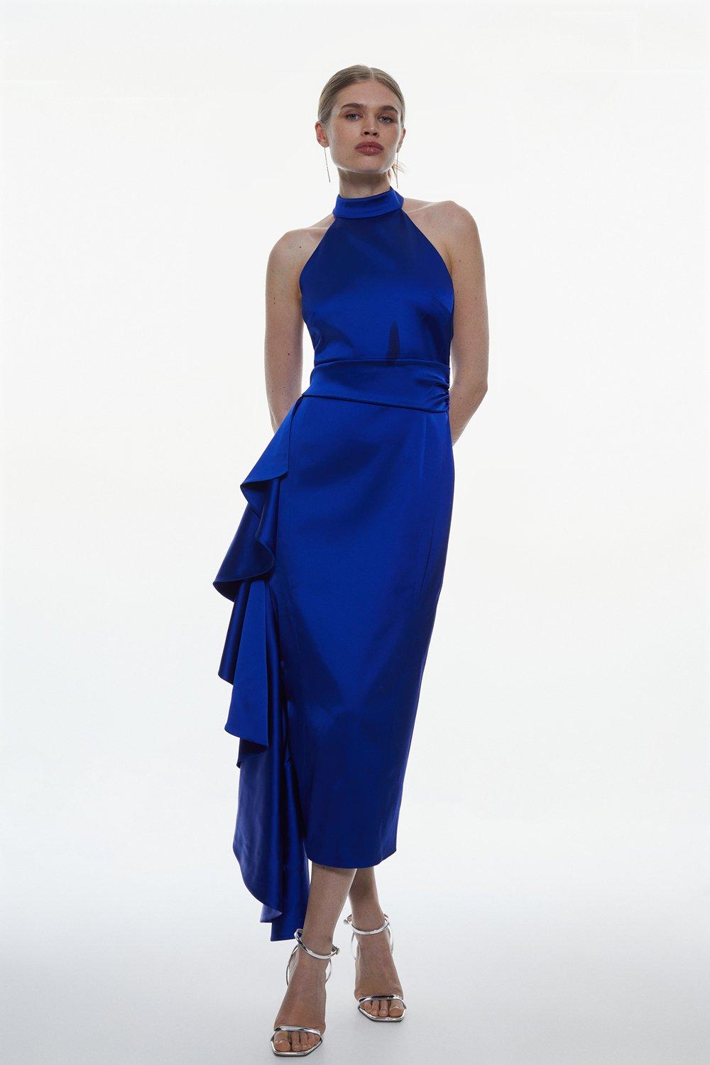 Karen millen shop blue satin dress