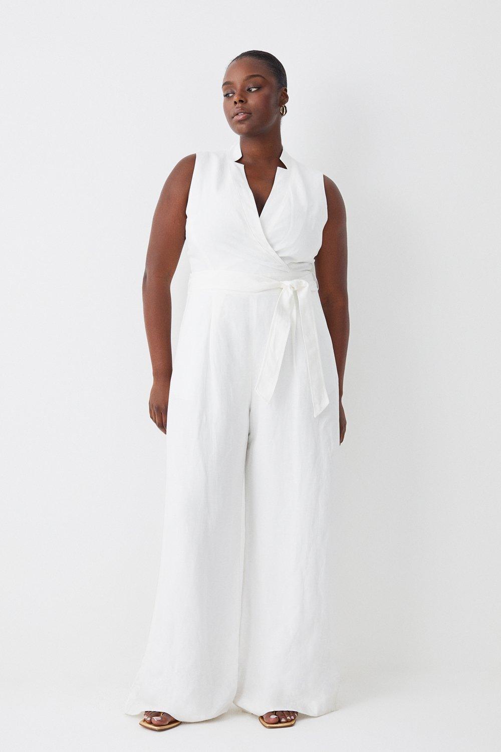 All white pants hot sale jumpsuit plus size