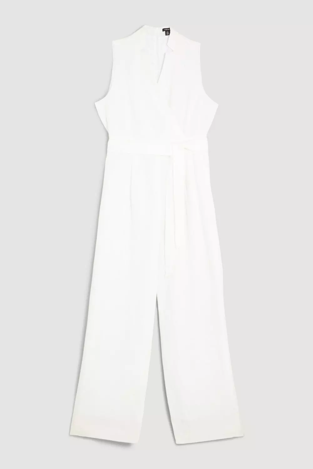 Plus Size Linen Notch Neck Belted Jumpsuit | Karen Millen