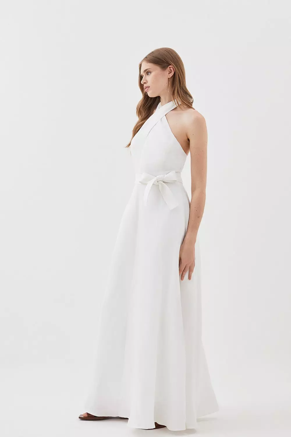 Snowwhite White Halter Midi Dress