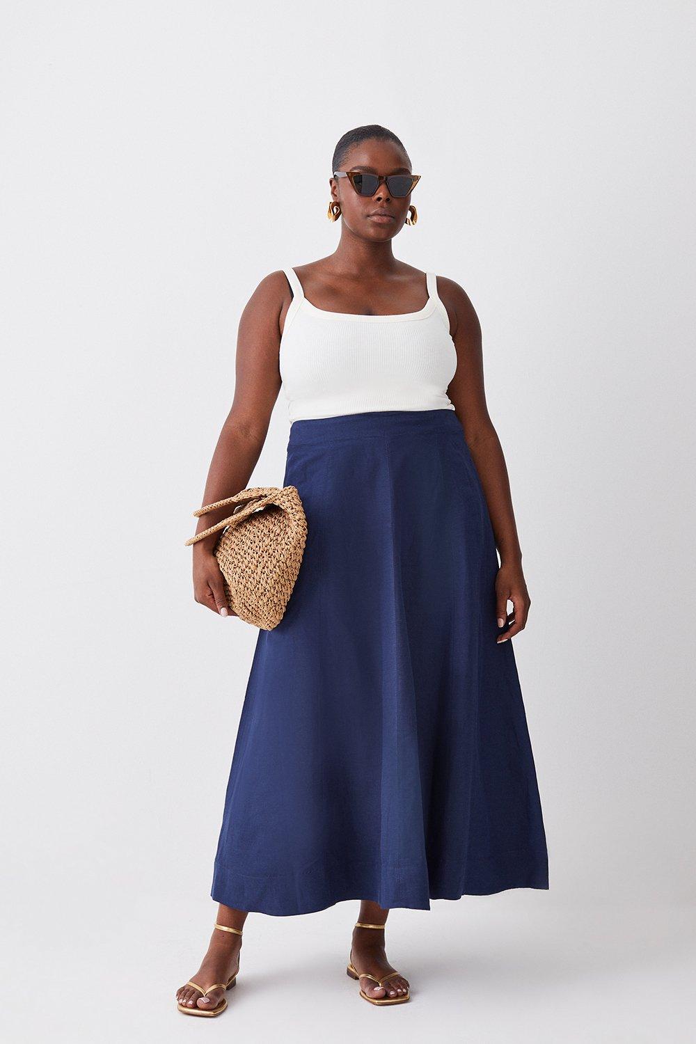 Navy and store white maxi skirt