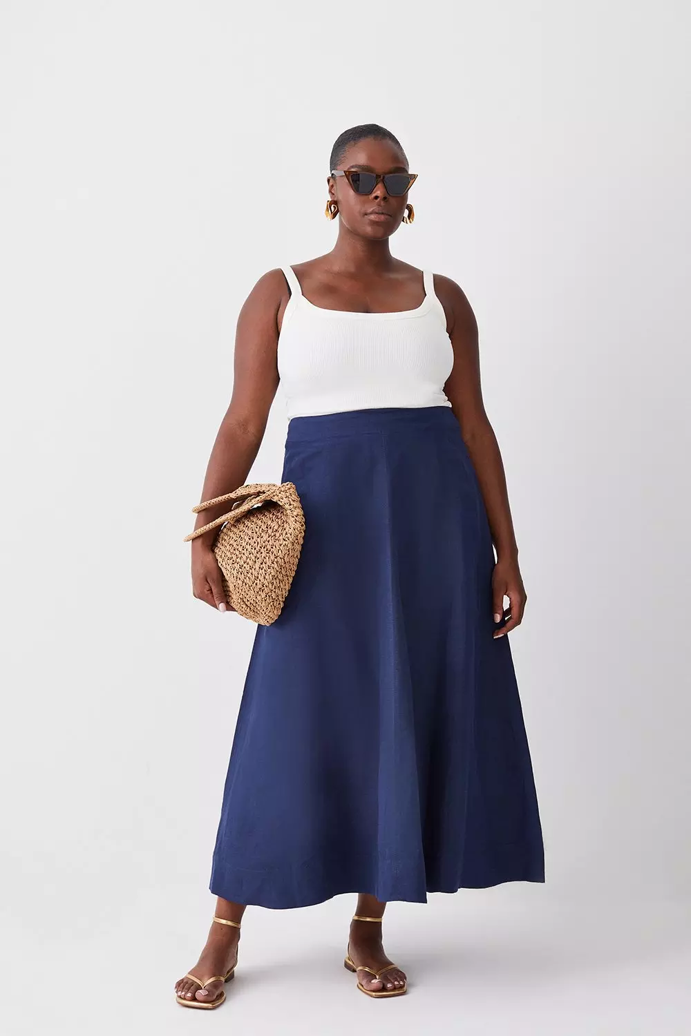 Plus size a line midi clearance skirt