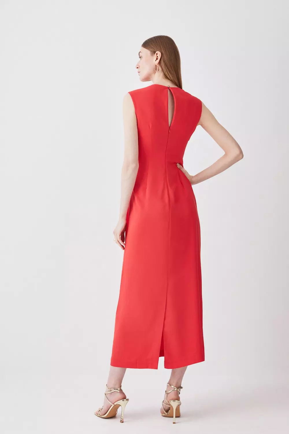 Slash Neck Sleeveless Woven Maxi Dress Karen Millen