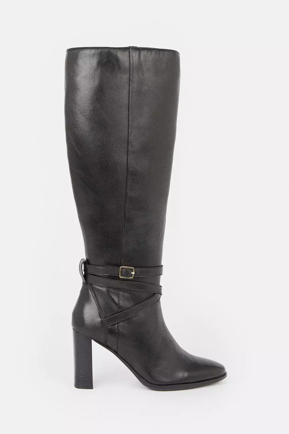 Black buckle best sale boots knee high