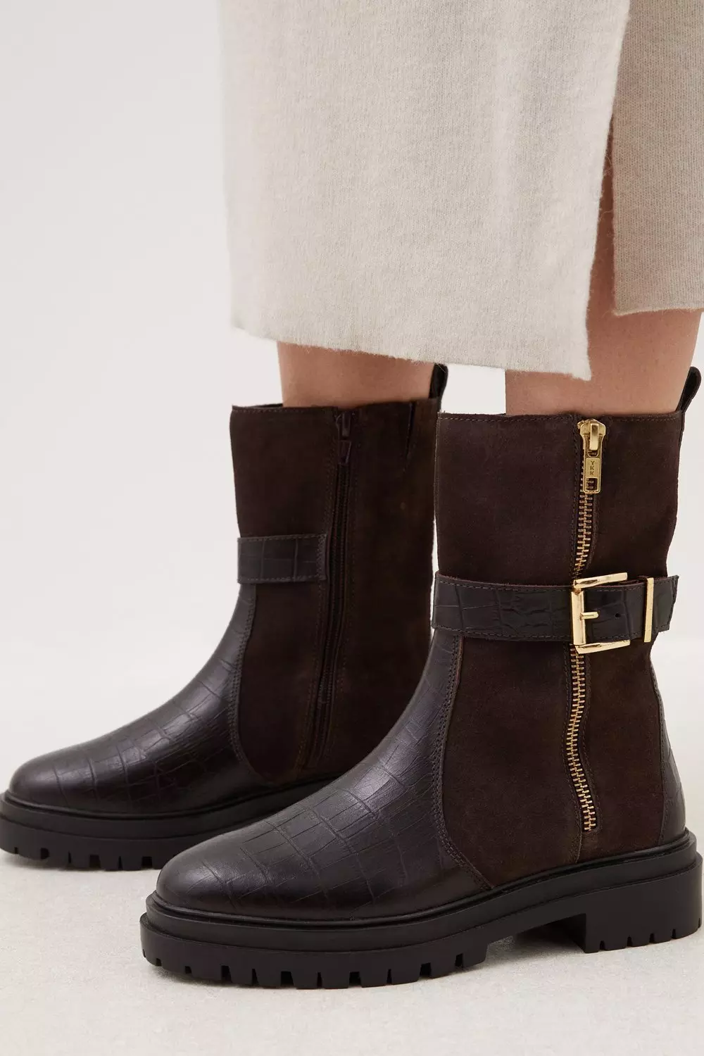 Chunky buckle hot sale boots