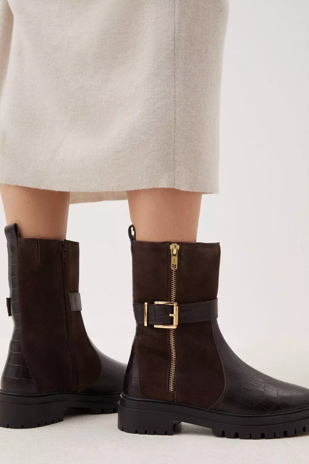 Chunky mid calf on sale boots