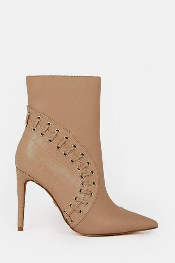 Leather And Suede Eyelet Heeled Boot fig