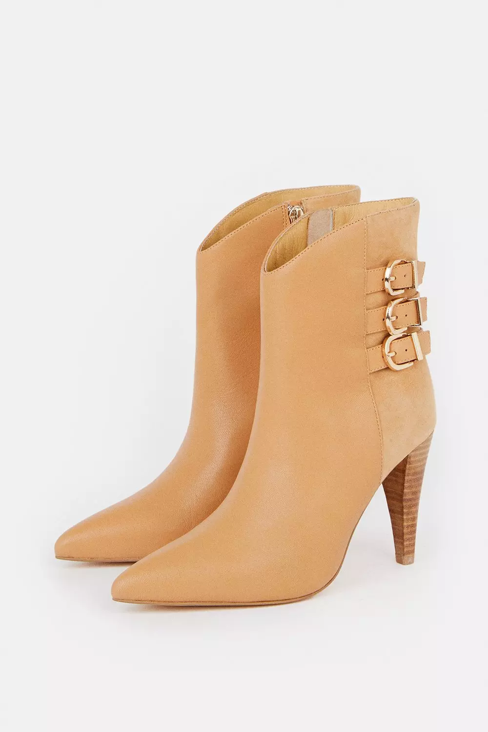 suede cone heel boots