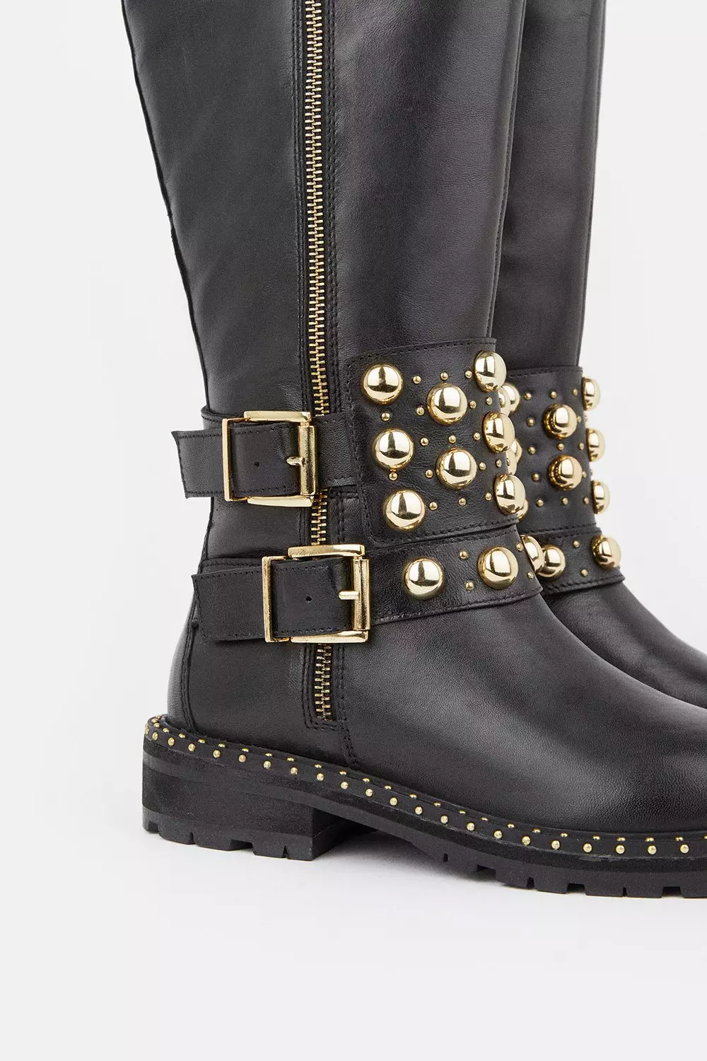 Leather hot sale studded boots