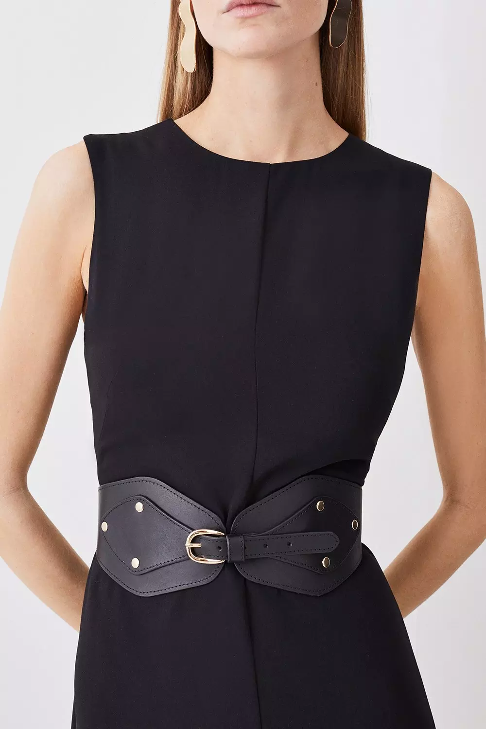 Leather And Elastic Wide Waist Belt | Karen Millen