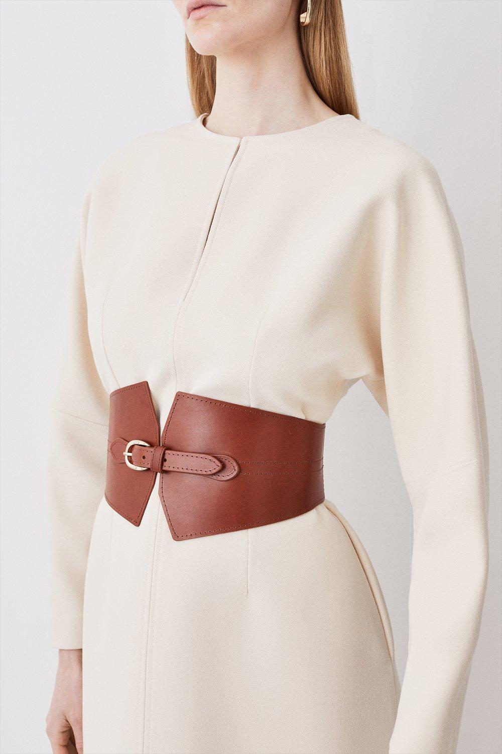 Leather Wide Waist Belt | Karen Millen
