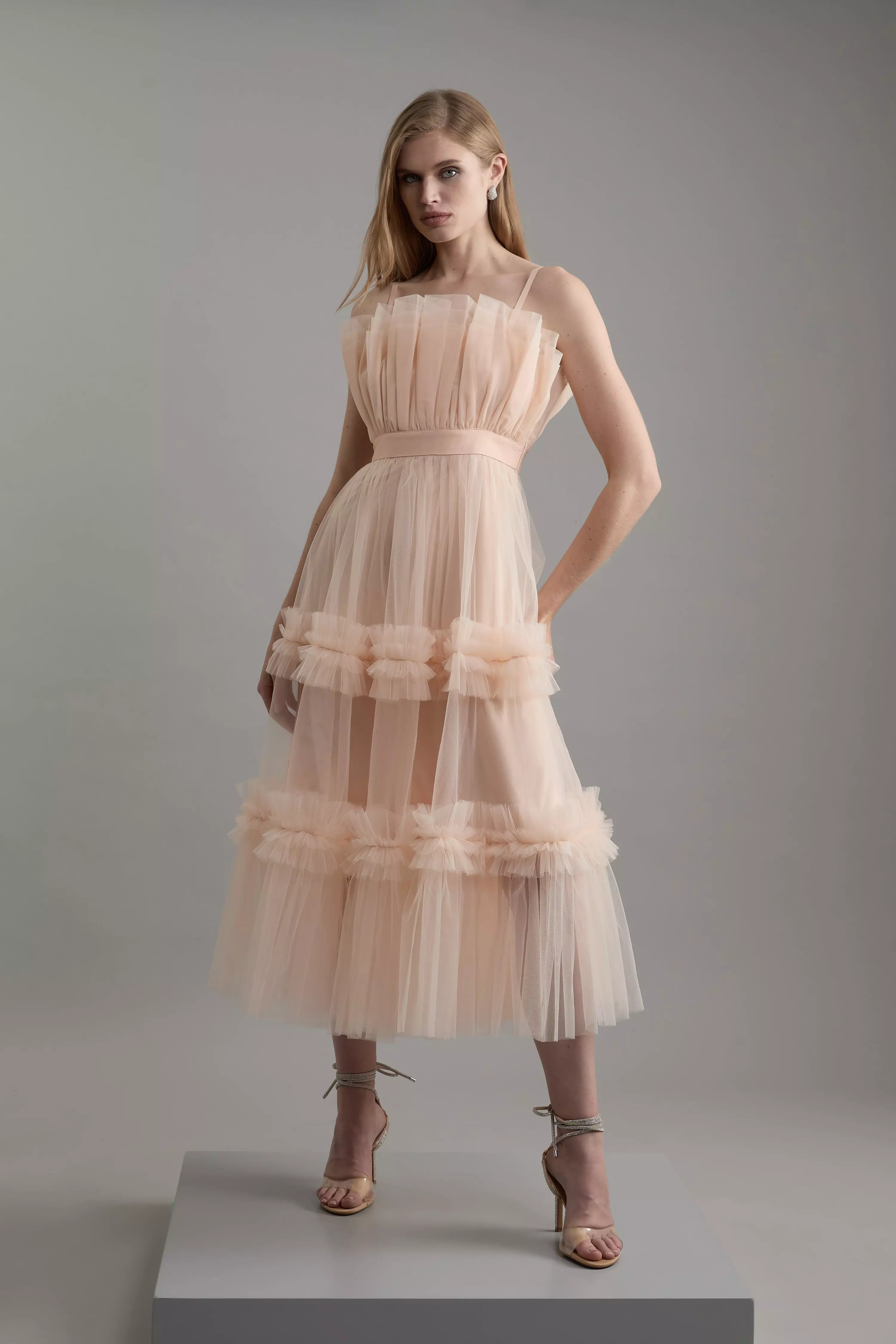 Let Me Be Sheer Tulle Tiered Dress