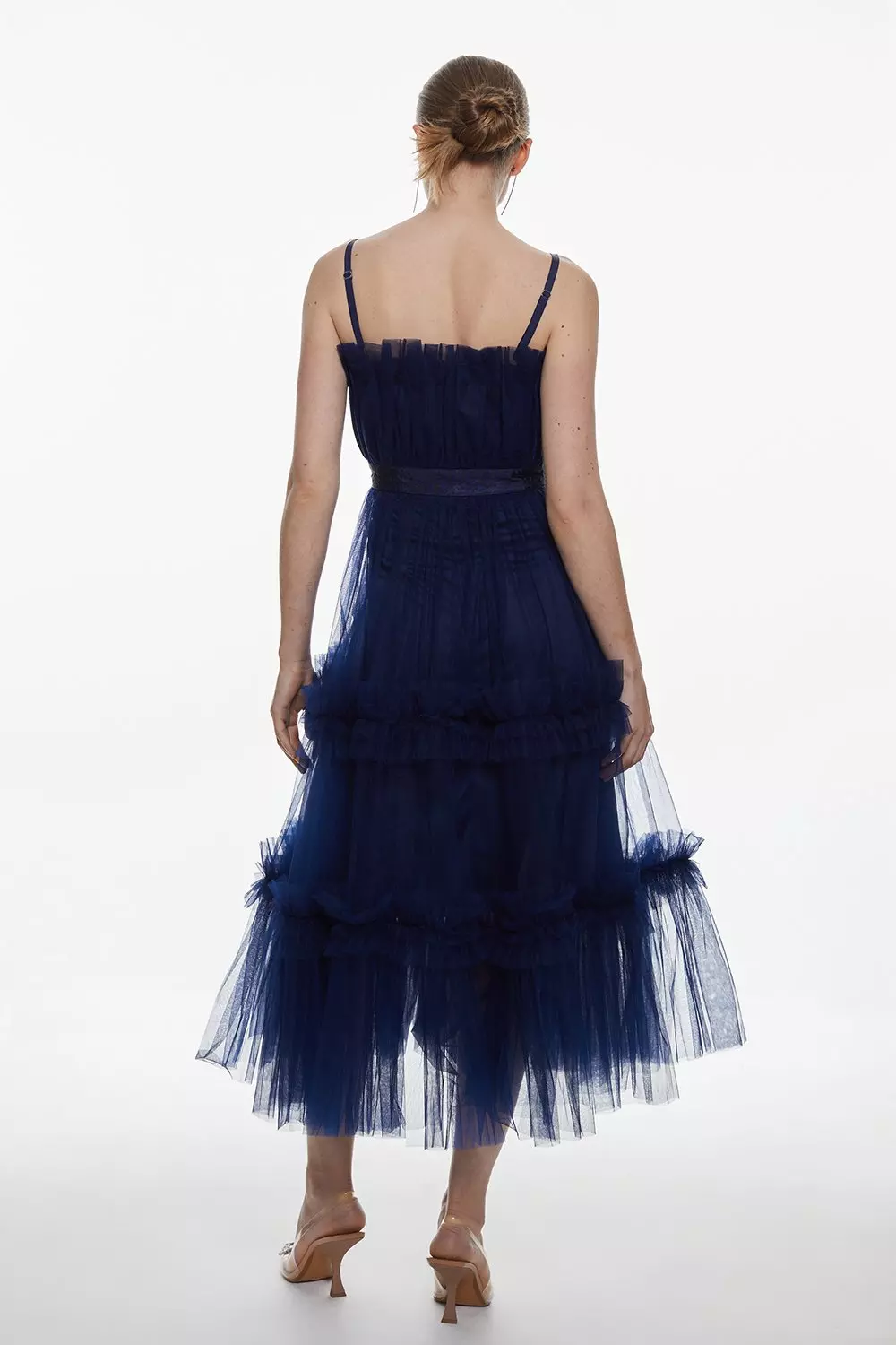 Tulle Bandeau Tiered Midi Dress | Karen Millen