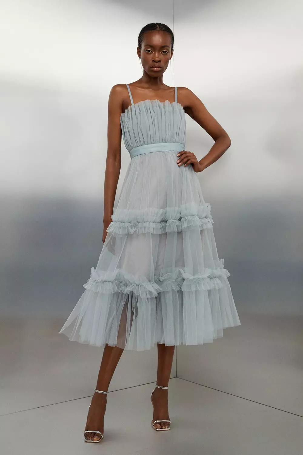 Let Me Be Sheer Tulle Tiered Dress