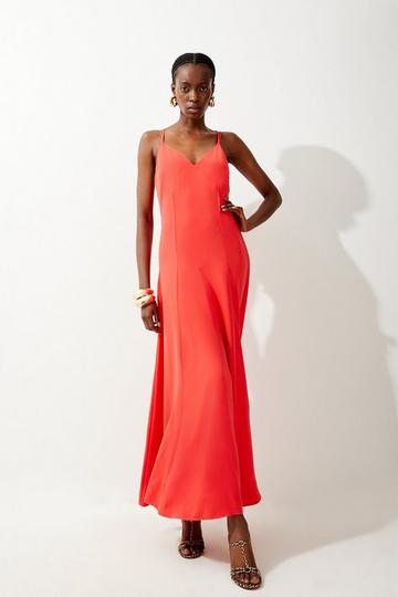 Strappy Woven Maxi Sundress coral