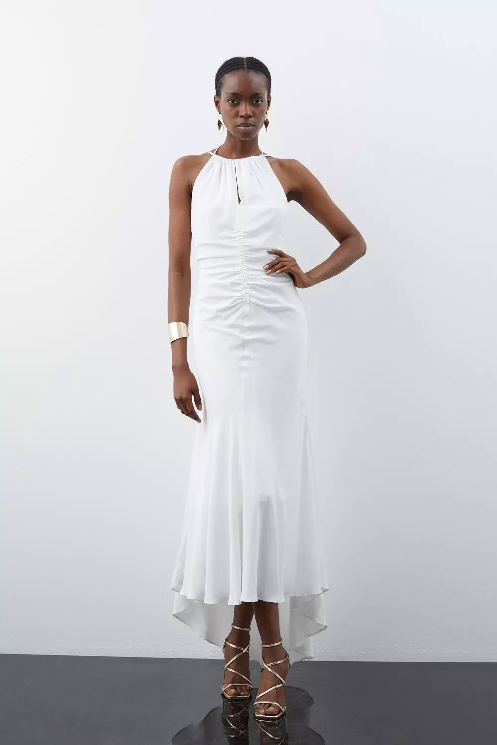 White halter 2024 dress maxi