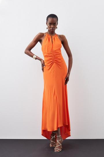 Orange - Silk Blend Maxi Shirt Dress