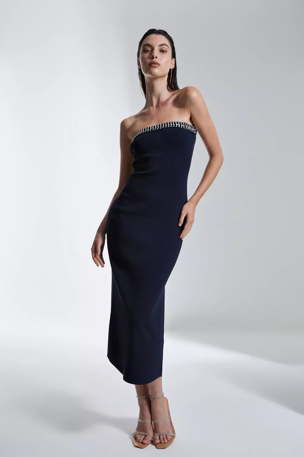 Karen millen blue strapless hotsell pencil dress