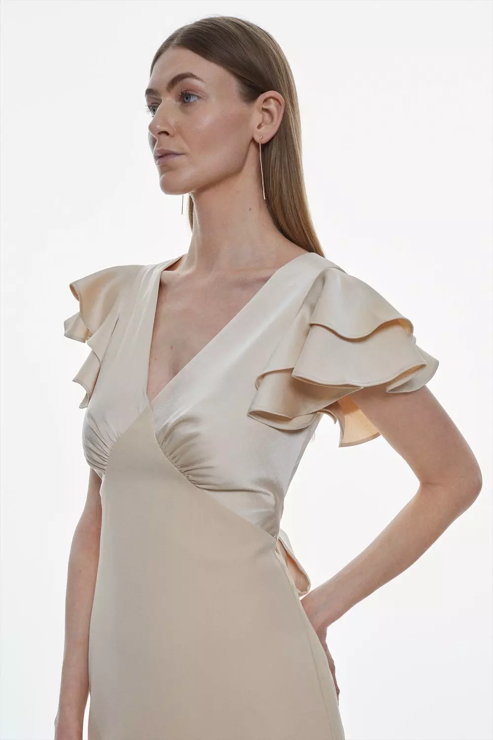 Karen millen champagne satin hot sale dress