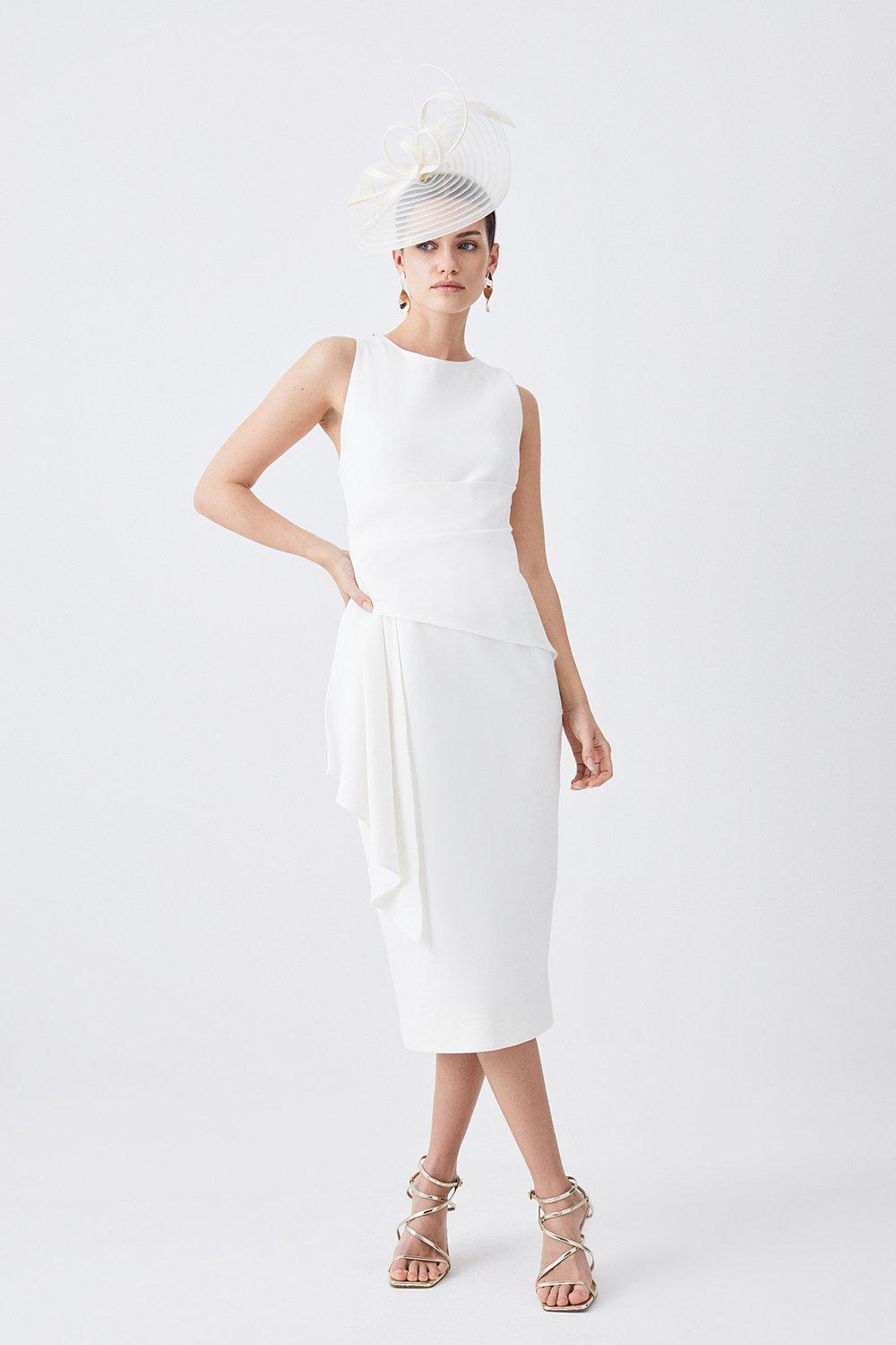 Petite Structured Crepe Drape Side Midaxi Dress Karen Millen