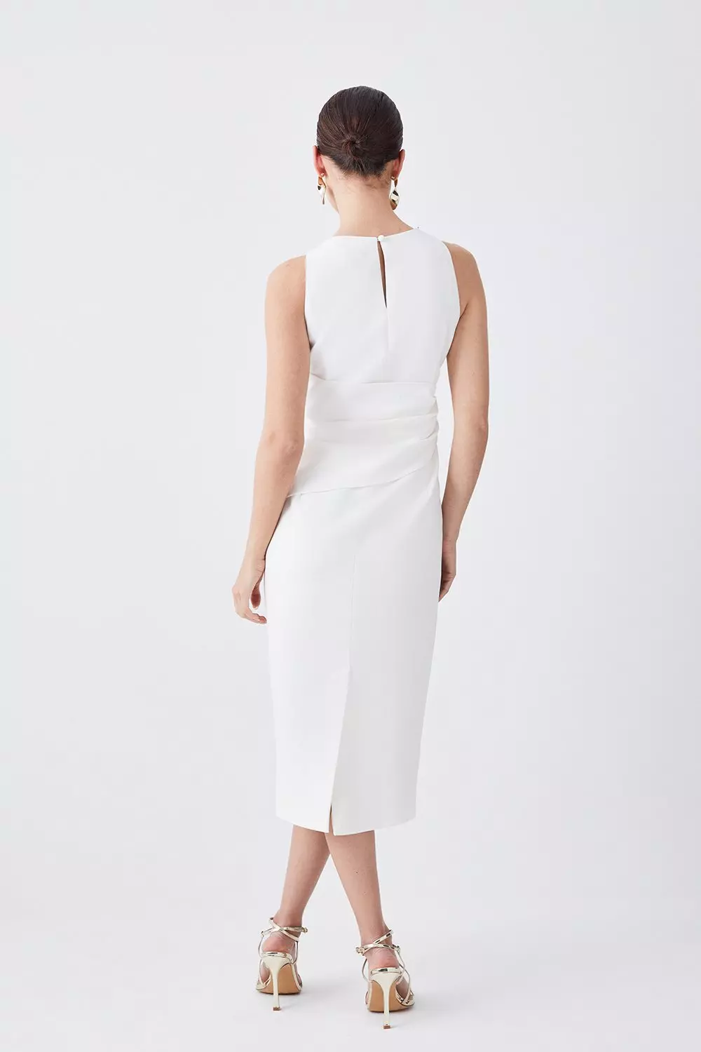 Petite Structured Crepe Drape Side Midaxi Dress | Karen Millen