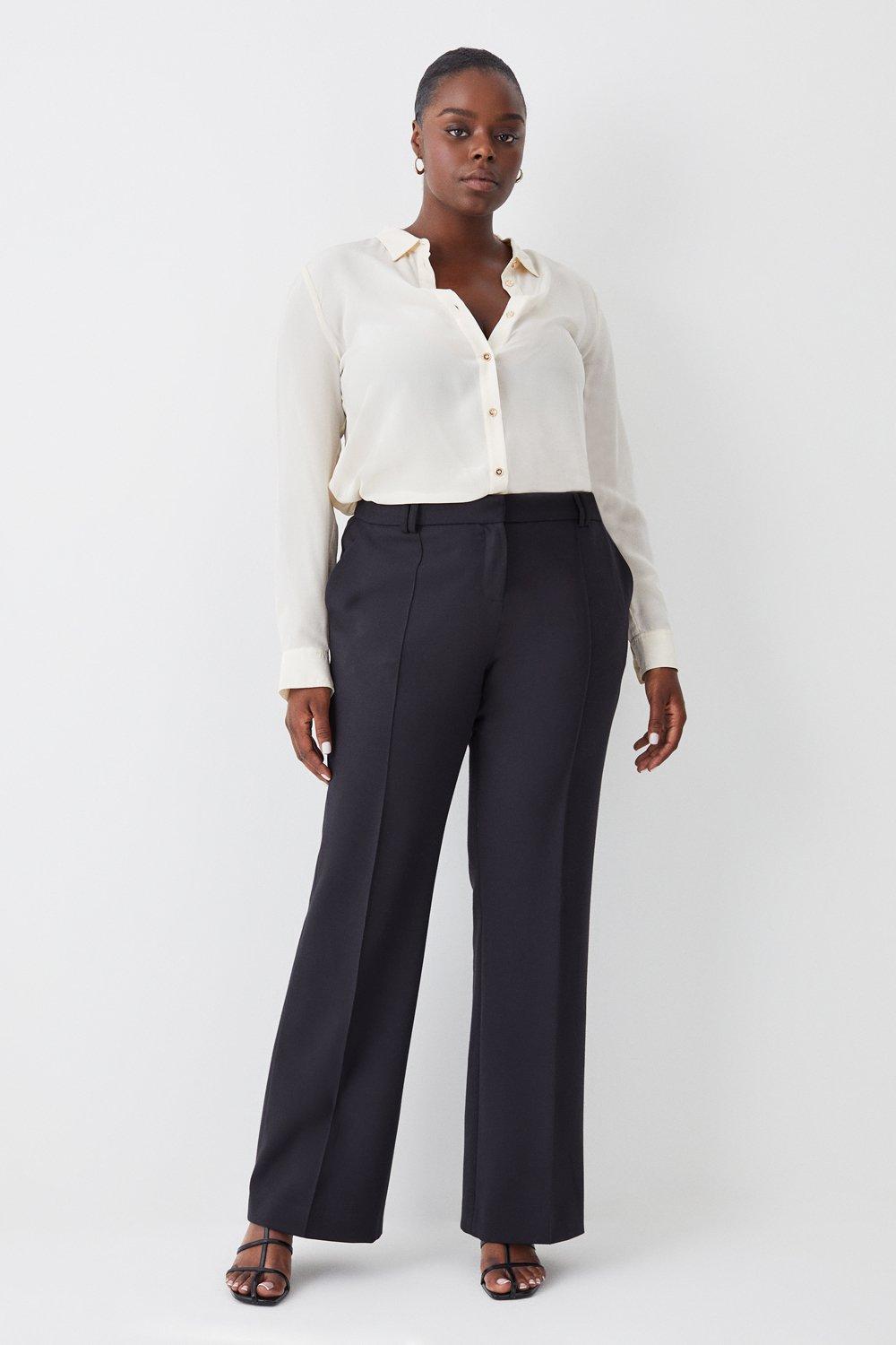 Compact Stretch Contrast Panel Detail Flared Pants