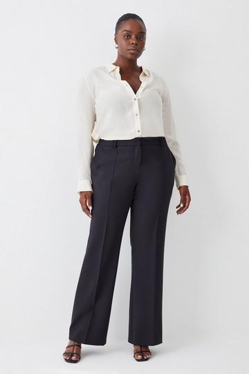 Black Plus Size Compact Stretch Tailored Flared Trouser