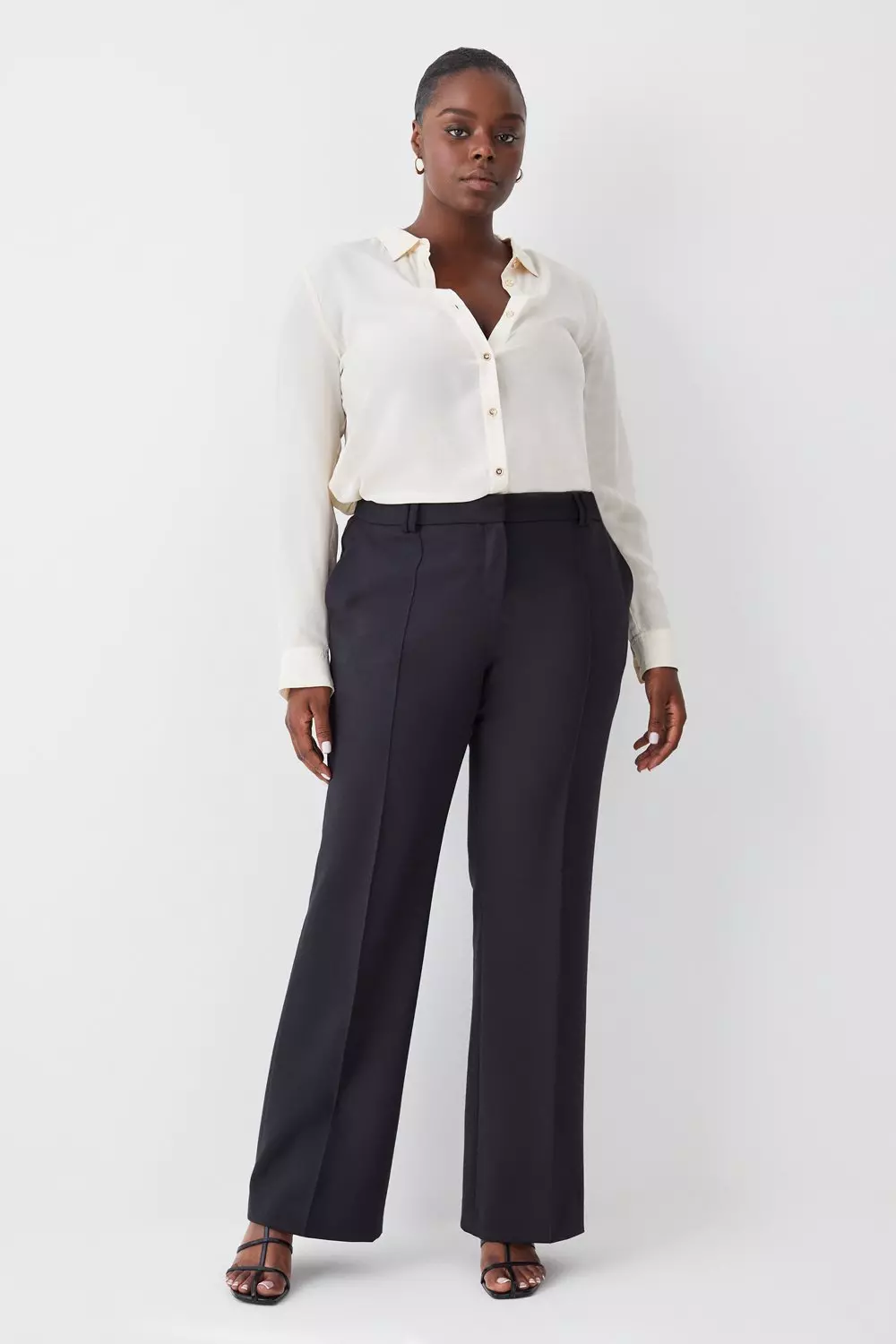 Stretch black 2025 trousers plus size